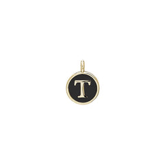 Black Enamel Initial Charm