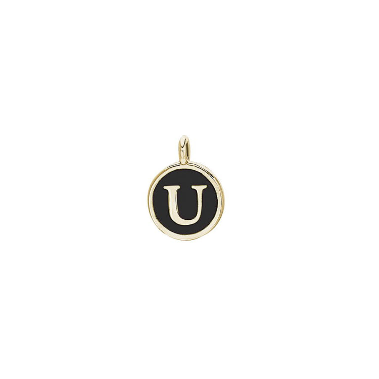 Black Enamel Initial Charm