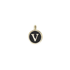 Black Enamel Initial Charm