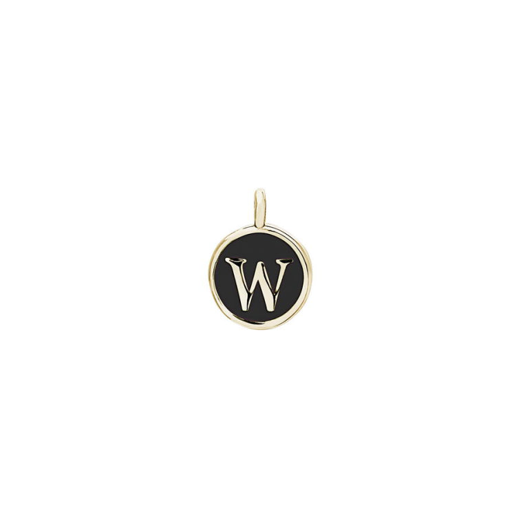 Black Enamel Initial Charm