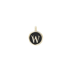 Black Enamel Initial Charm