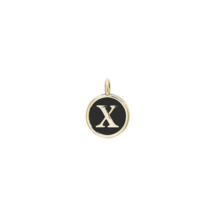 Black Enamel Initial Charm