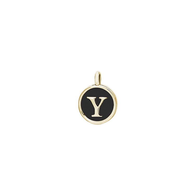 Black Enamel Initial Charm