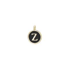 Black Enamel Initial Charm