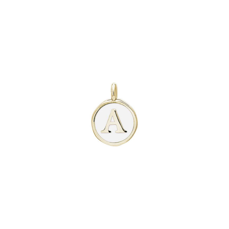White Enamel Initial Charm