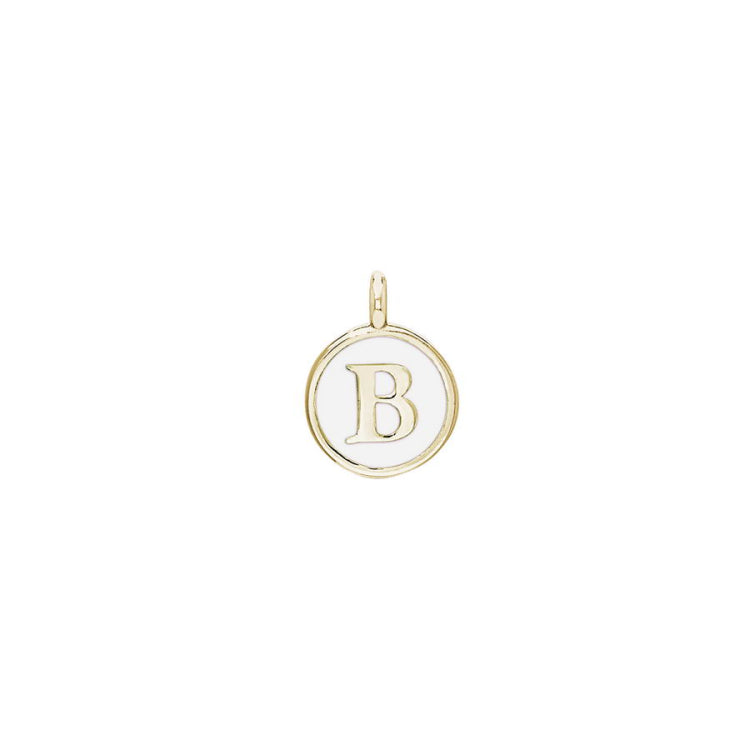 White Enamel Initial Charm