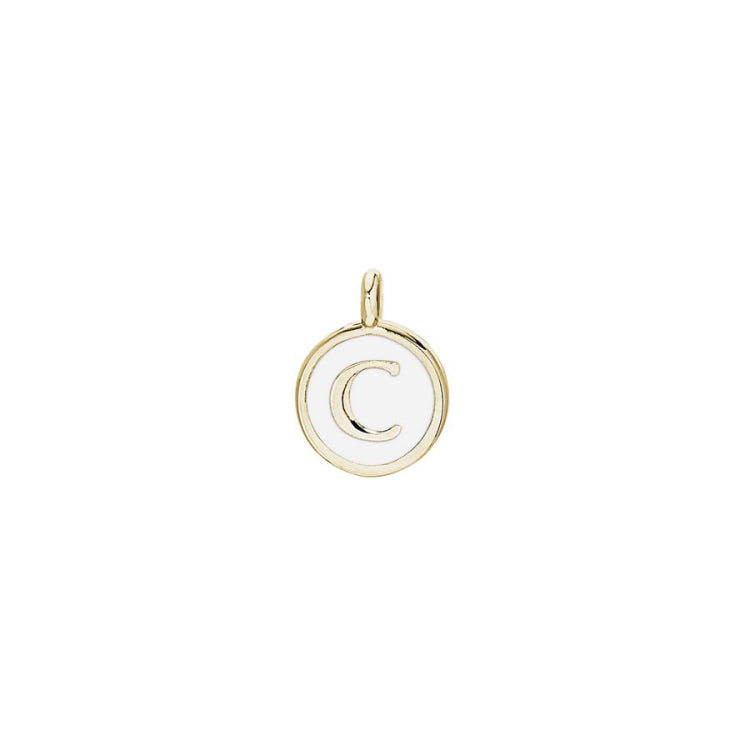 White Enamel Initial Charm