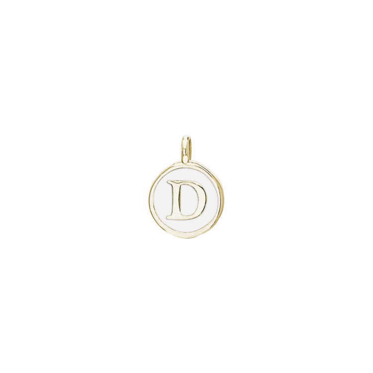 White Enamel Initial Charm