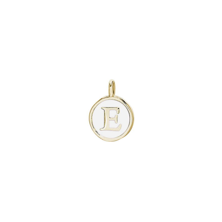 White Enamel Initial Charm