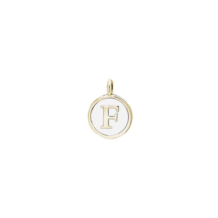 White Enamel Initial Charm