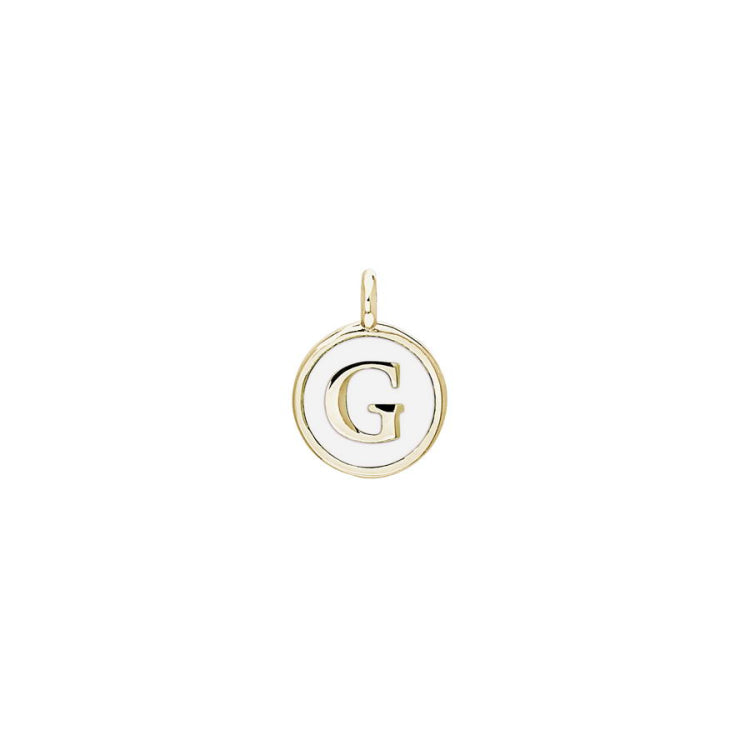 White Enamel Initial Charm