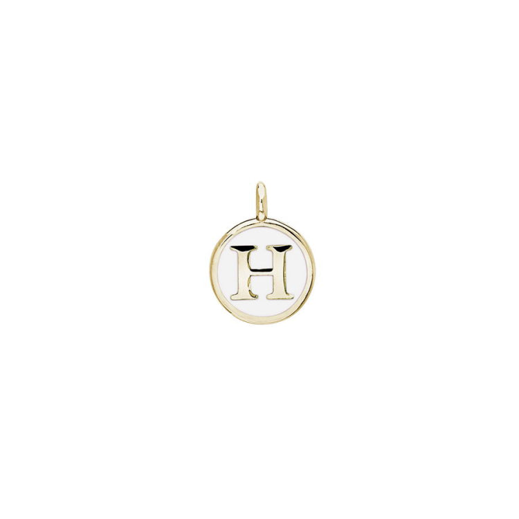 White Enamel Initial Charm
