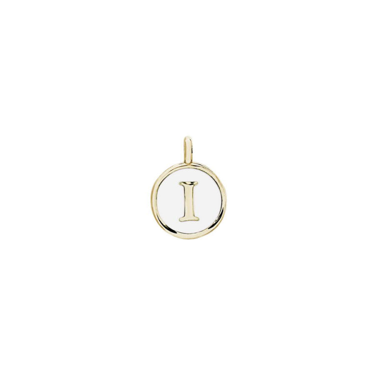 White Enamel Initial Charm