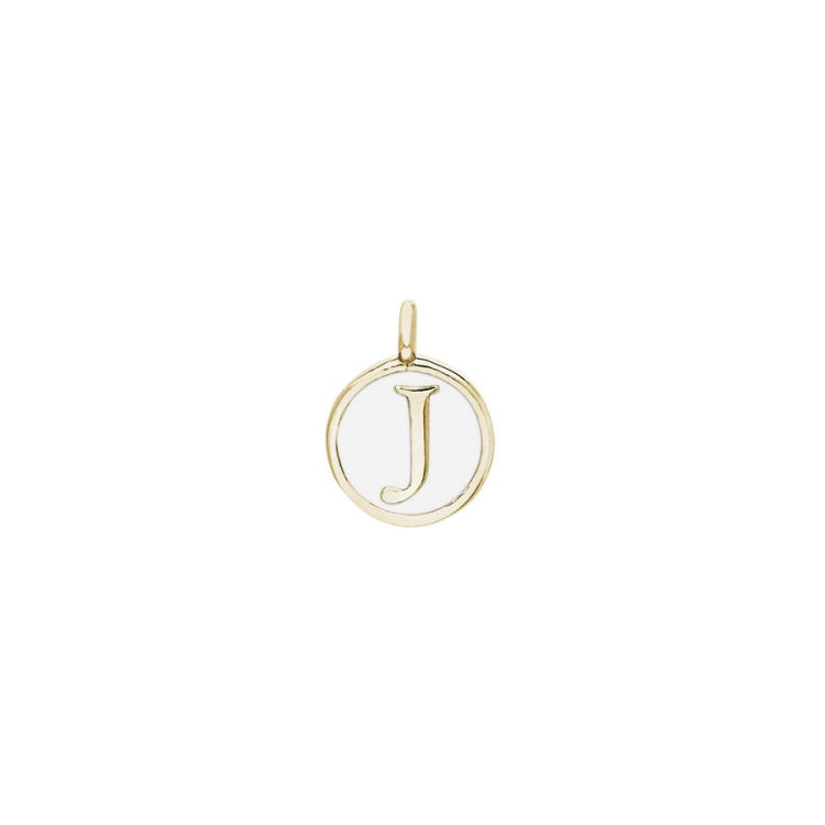 White Enamel Initial Charm