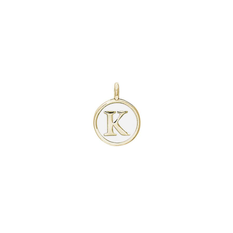 White Enamel Initial Charm