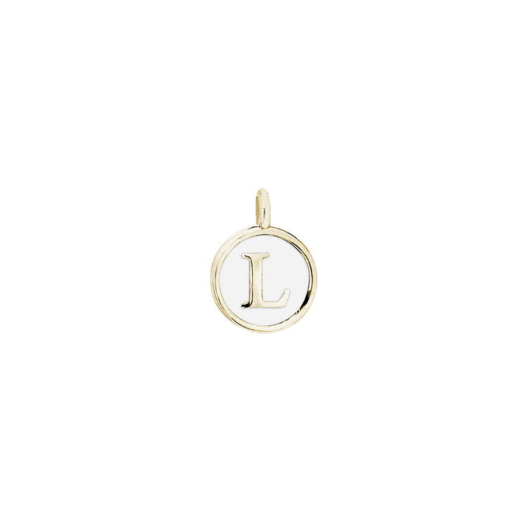 White Enamel Initial Charm
