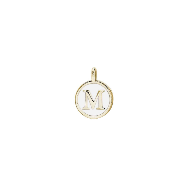 White Enamel Initial Charm