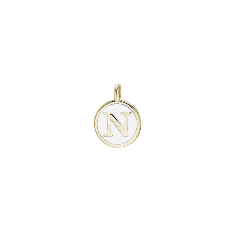 White Enamel Initial Charm