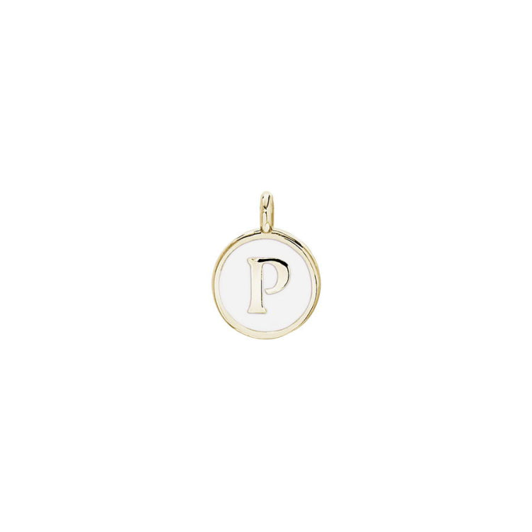 White Enamel Initial Charm