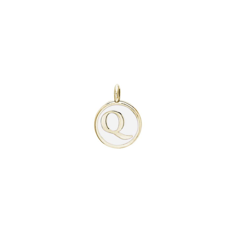 White Enamel Initial Charm