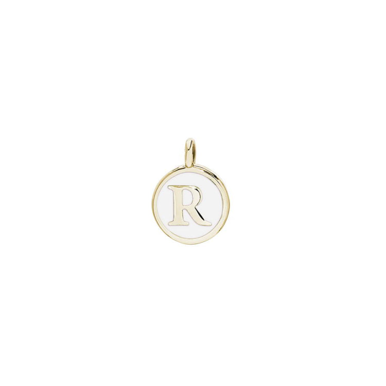 White Enamel Initial Charm