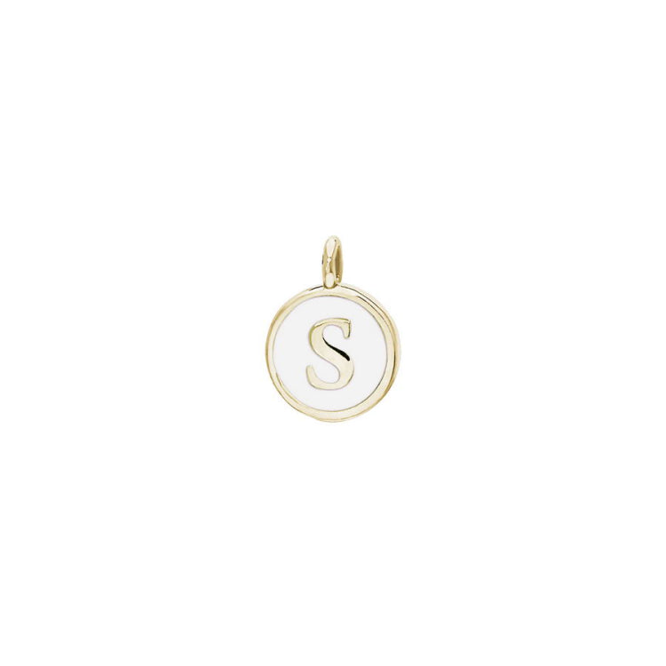 White Enamel Initial Charm