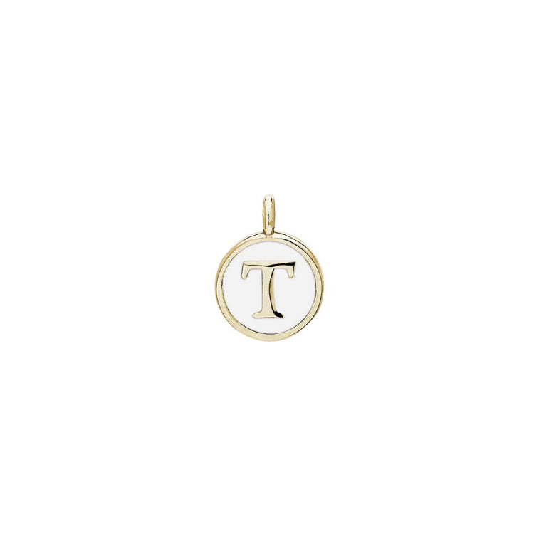 White Enamel Initial Charm