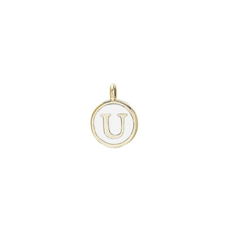 White Enamel Initial Charm