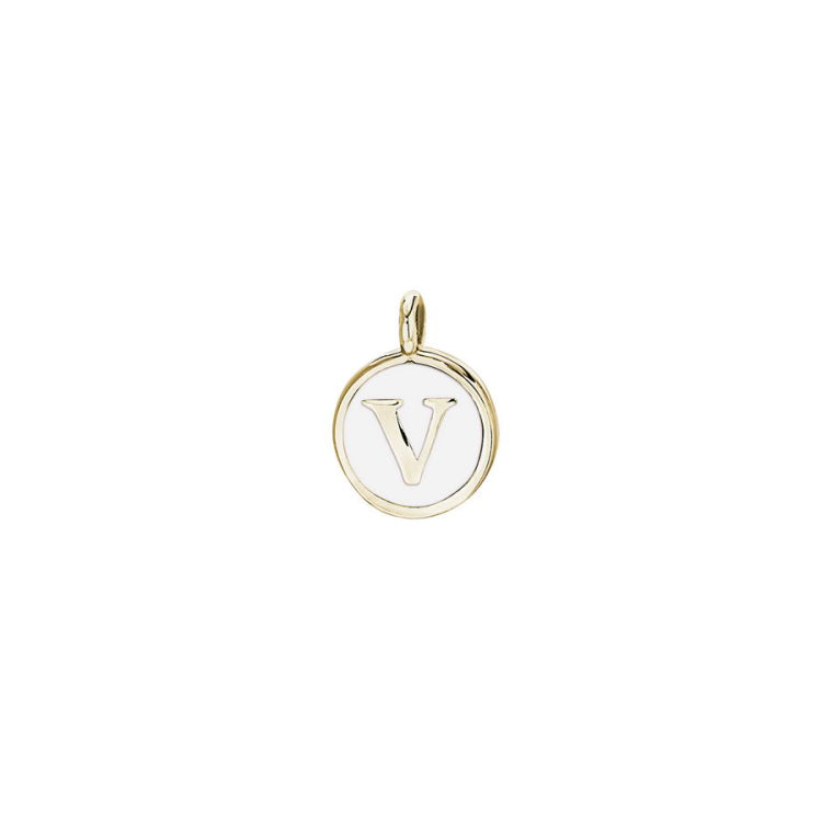 White Enamel Initial Charm