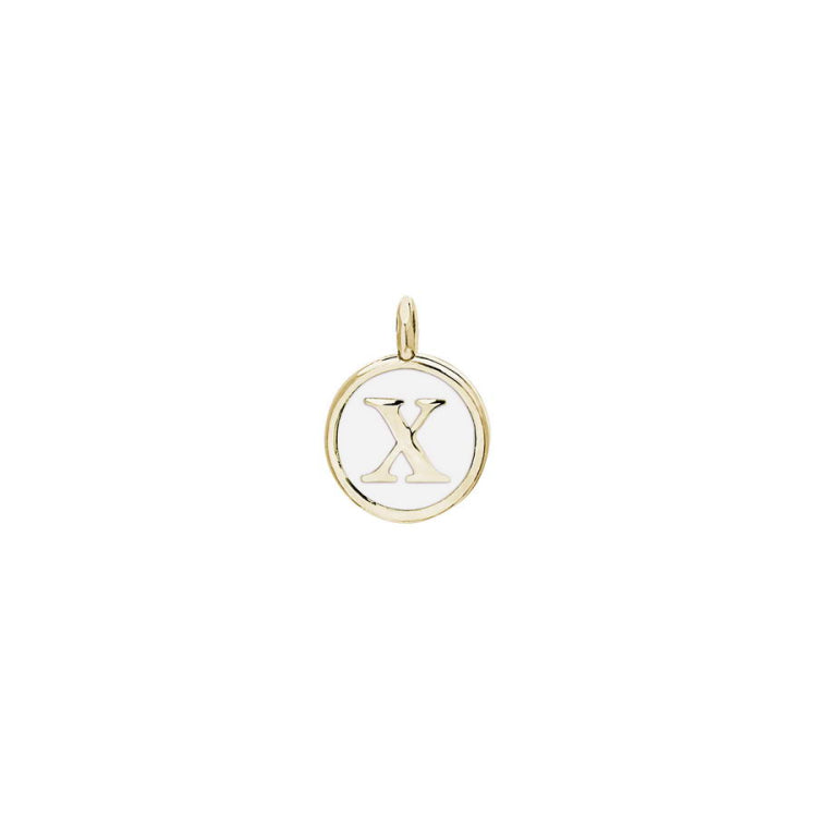 White Enamel Initial Charm