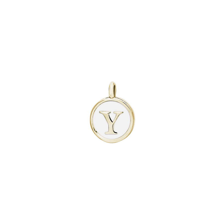 White Enamel Initial Charm