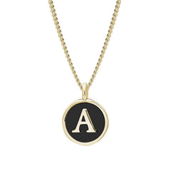 Black Enamel Initial Pendant