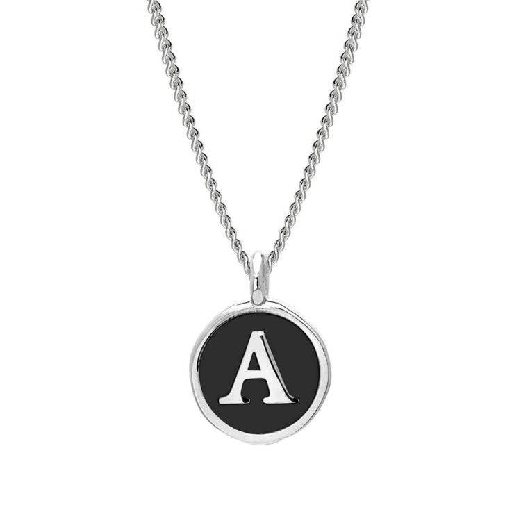 Black Enamel Initial Pendant