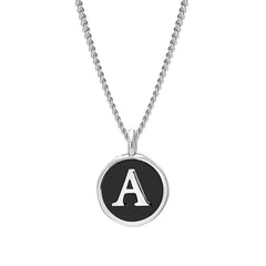 Black Enamel Initial Pendant
