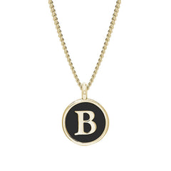 Black Enamel Initial Pendant