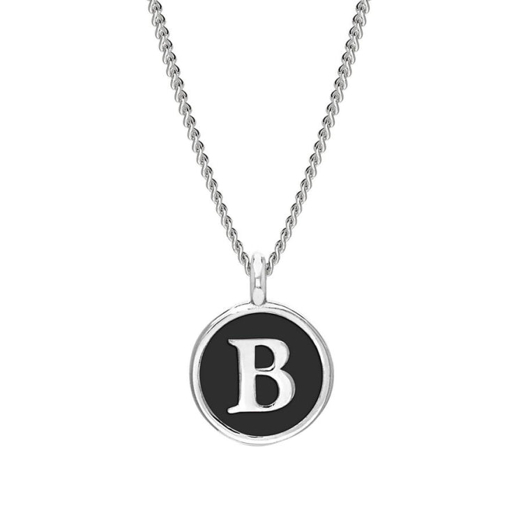 Black Enamel Initial Pendant