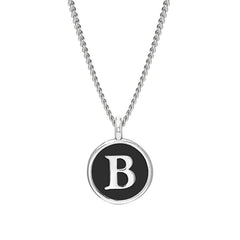 Black Enamel Initial Pendant