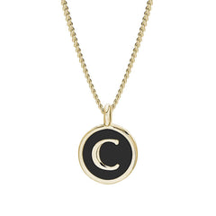 Black Enamel Initial Pendant