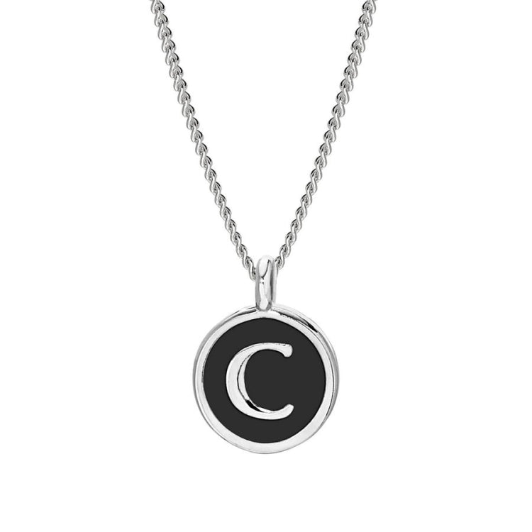 Black Enamel Initial Pendant