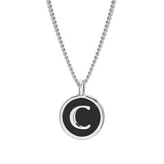 Black Enamel Initial Pendant