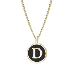 Black Enamel Initial Pendant