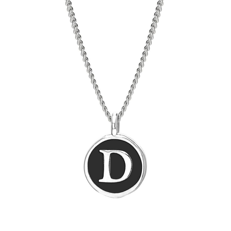 Black Enamel Initial Pendant