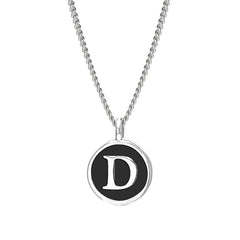 Black Enamel Initial Pendant