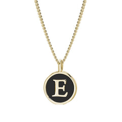 Black Enamel Initial Pendant