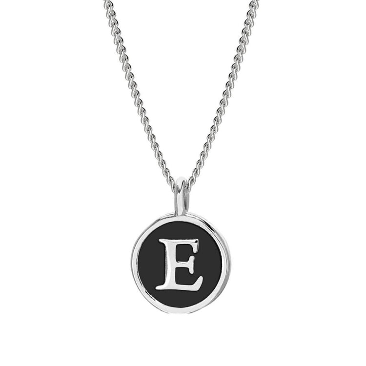 Black Enamel Initial Pendant