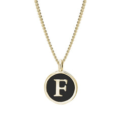Black Enamel Initial Pendant