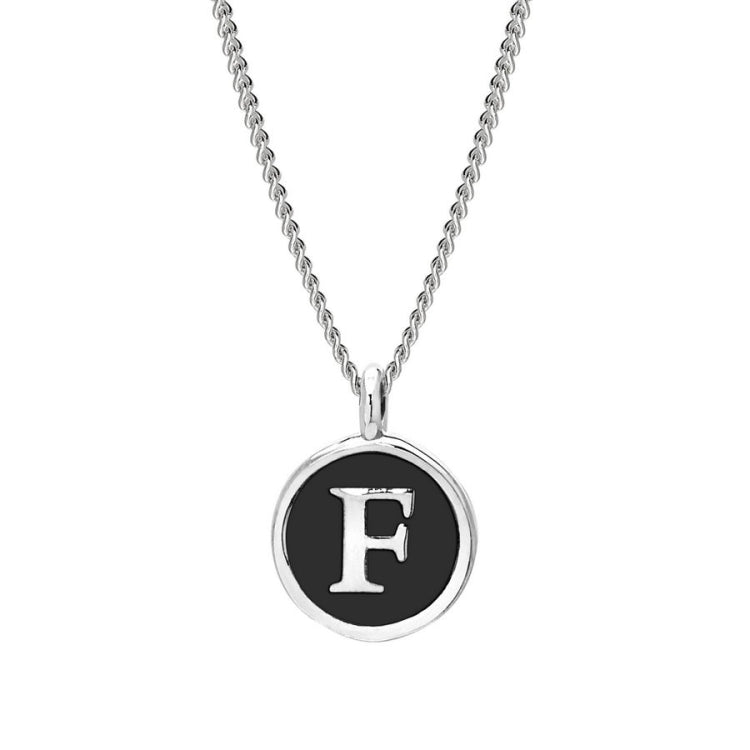 Black Enamel Initial Pendant