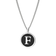Black Enamel Initial Pendant