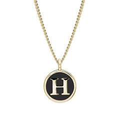 Black Enamel Initial Pendant