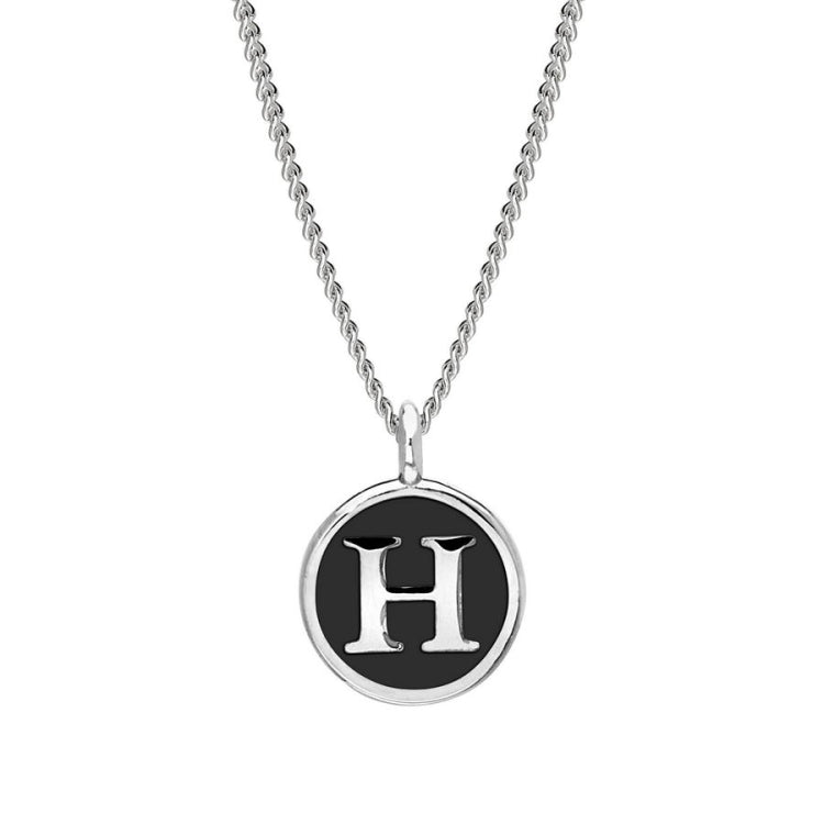 Black Enamel Initial Pendant